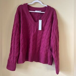 HARPER LANE cashmere & wool cable knit long sleeve sweater